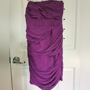 MM Couture Purple Ruched Strapless Dress Women's Sz S NWT